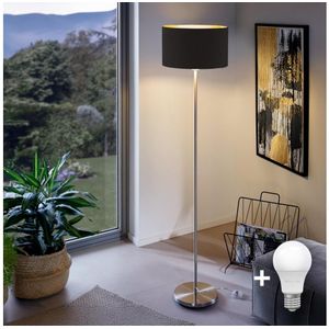 Eglo - Staande LED Lamp TUNJA 1xE27/60W/230V mat chroom/zwart