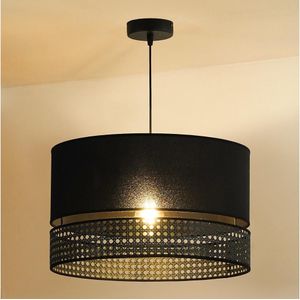 Duolla - Hanglamp aan een koord DOUBLE RATTAN 1xE27/15W/230V diameter 40 cm zwart