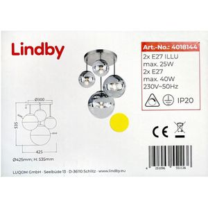 Lindby - Hanglamp met vaste pendel RAVENA 2xE27/40W/230V + 2xE27/25W