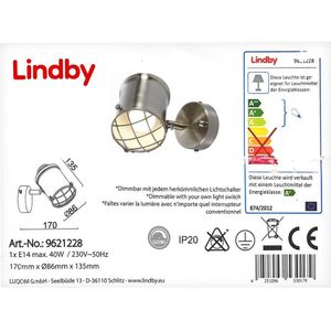 Lindby - LED dimbare wandlamp EBBI 1xE14/5W/230V