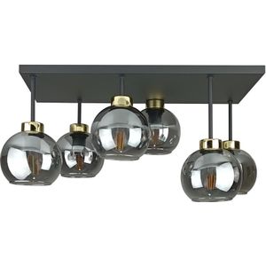 Bevestigde hanglamp NESSA 6xE27/60W/230V zwart/goud/gerookt zwart