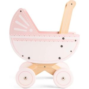 New Classic Toys Houten Poppenwagen Roze - Duwhoogte 50 centimeter