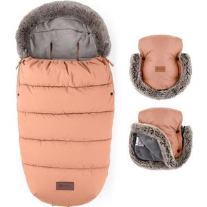 PETITE&amp;MARS - SET Baby voetenzak 4in1 COMFY + stroller hand muffs Pastel Peach