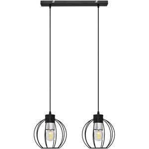 Hanglamp aan een koord STARLIGHT 2xE27/60W/230V zwart/zilver