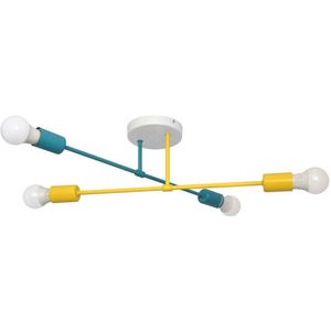 Hanglamp voor Oppervlak Montage CAMBRIDGE 4xE27/20W/230V blauw/geel