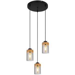 Globo 15557-3H - Hanglamp aan een koord FINCA 3xE27/40W/230V metaal/hout