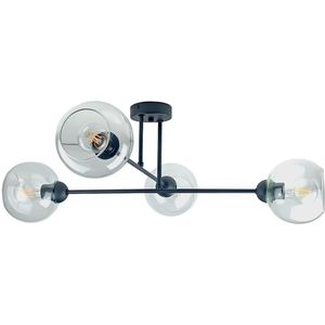 Hanglamp met vaste pendel VASCO 4xE27/60W/230V zwart/doorzichtig