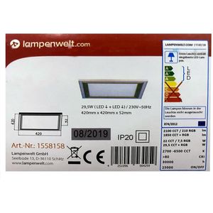Lampenwelt - LED RGBW Dimbare plafondlamp LYNN LED/29,5W/230V + AB