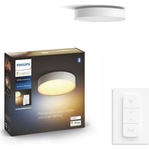 Philips Hue Enrave Plafondlamp - Warm Tot Koelwit Licht - Wit - 26cm - 1 Dimmer Switch Tot Koudwit