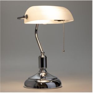 Brilagi - Bureaulamp BANK OFFICE 1xE27/60W/230V glanzend chroom/wit