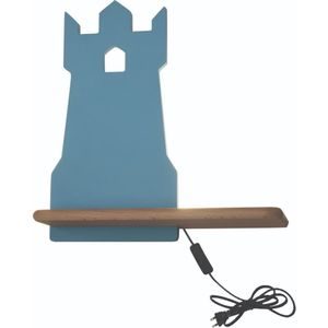 LED kinderwandlamp met plank TOWER LED/4W/230V blauw/hout