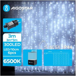 Aigostar - LED Kerst lichtsnoer voor buiten 300xLED/8 Functies 6x3m IP44 koud wit