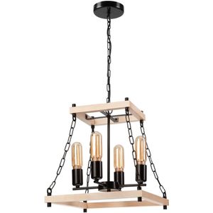 Hanglamp aan een ketting JASPER 4xE27/60W/230V beuken/beige