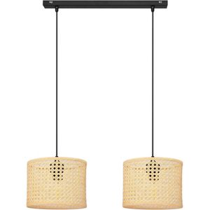Hanglamp aan een koord ALBA 2xE27/60W/230V rotan/zwart