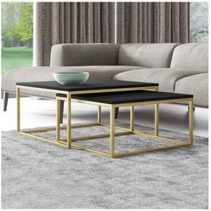 SET 2x Koffie Tafel DUAL zwart/goud