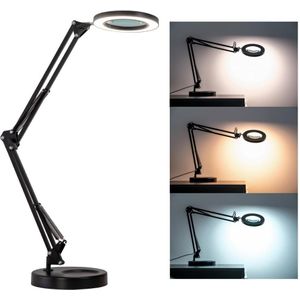 Brilagi - Dimbare LED tafellamp met een vergrootglas ​ LED/12W/5V 3000/4200/6000K zwart