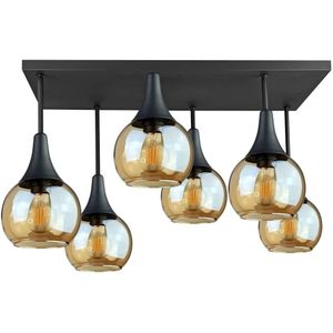 Bevestigde hanglamp SOMA 6xE27/60W/230V zwart/gerookt beige