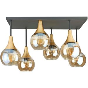 Bevestigde hanglamp SOMA 6xE27/60W/230V zwart/goud/gerookt beige