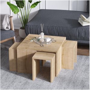 SET 4x Bijzettafel ORTANCA + koffie tafel beige