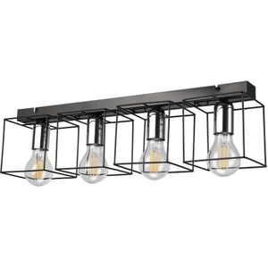 Plafondlamp MIKA 4xE27/60W/230V 61 cm zwart/chroom