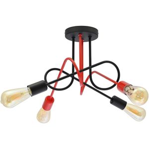 Hanglamp voor Oppervlak Montage OXFORD 4xE27/60W/230V zwart/rood