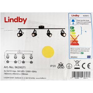 Lindby - plafondlamp - 4 lichts - metaal - H: 19 cm - GU10 - kopergroen