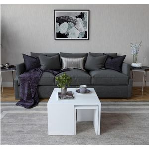 SET 4x Bijzettafel ORTANCA + koffie tafel wit