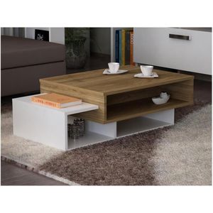 Koffie Tafel TAB 32x105 cm wit/bruin