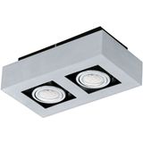 EGLO Loke 1 - Opbouwlamp - 2 Lichts - Aluminium-Geborsteld - Chroom - Zwart
