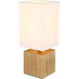 Globo - Valentino - Tafellamp - Natuurlijk Hout - Wit Textiel - E27 Fitting
