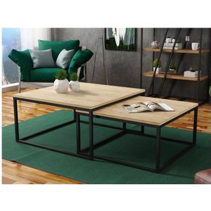 SET 2x Koffie Tafel DUAL goud eiken/zwart