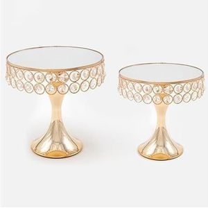 SET 2x Decoratief dienblad diameter 20/25 cm goud