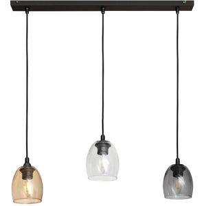 Hanglamp aan een koord BRILLANT 3xE27/60W/230V beige/doorzichtig/grijs