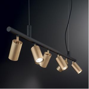 Ideal Lux - LED Hanglamp aan een koord DYNAMITE 6xGU10/7W/230V zwart/messing