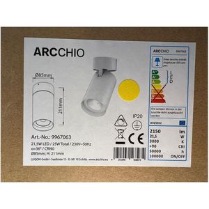 Arcchio - winkelverlichting - 1licht - aluminium, kunststof - H: 21.1 cm - wit (RAL 9016) - Inclusief lichtbron
