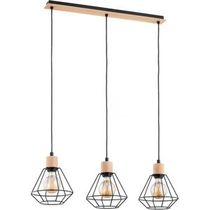 Hanglamp aan een koord KASTEL BASKET 3xE27/60W/230V beige/zwart