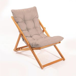 Tuinligstoel beige/beukhout