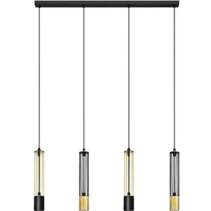 Hanglamp aan een koord BARS 4xGU10/20W/230V zwart/gouden