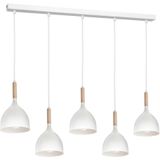 Hanglamp aan een koord NOAK 5xE27/60W/230V wit/hout