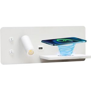 Immax 08285L-LED Wandlamp met dimmer, USB en draadloos opladen, LED 3W/230V