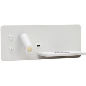 Immax 08285L-LED Wandlamp met plank, USB en draadloos opladen LED/3W/230V + LED/3W