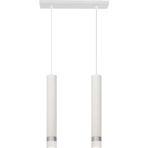 Hanglamp aan een koord TUBA 2xGU10/6,5W/230V wit/mat chroom