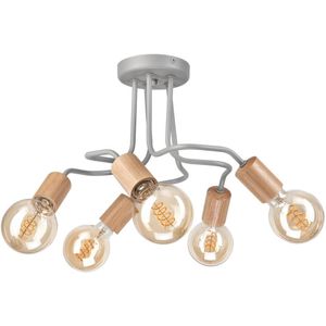 Bevestigde hanglamp CONOR 5xE27/60W/230V eiken/grijs