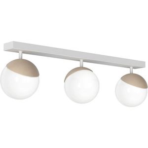 Witte Opbouw plafondlamp SFERA WOOD 3x E14 / 40W / 230V