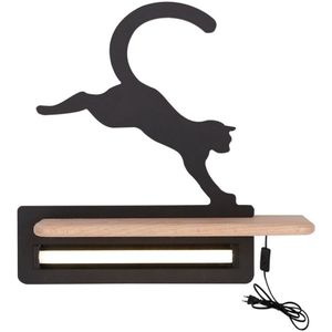 LED kinderwandlamp met plank SPRINGENDE KAT LED / 5W / 230V