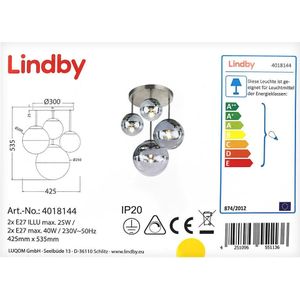 Lindby - Plafondlamp RAVENA 2xE27/40W/230V + 2xE27/25W/230V