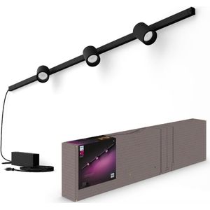 Philips Hue Perifo railverlichting muur - wit en gekleurd licht - 3-spots - zwart - basisset