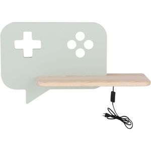 Groene LED Kinderwandlamp met plank SPELCOMPUTER LED / 5W / 230V