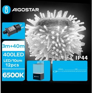 Aigostar - LED Kerst lichtsnoer voor buiten 400xLED/8 Functies 43m IP44 koud wit