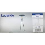 Lucande - vloerlamp - 3 lichts - metaal - H: 140 cm - E27 - zwart, messing geborsteld